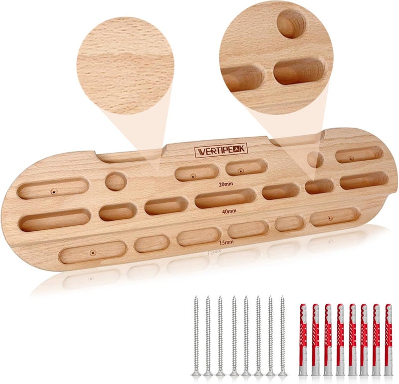 VERTIPEAK Store Wooden Hangboard Rock Climbing, Climbing Fingerboard with Mounting Kit for Bouldering, Finger Strength and Pull Up, Training Board with Adjustable Silicone Depth Spacers or Basic - Image 1